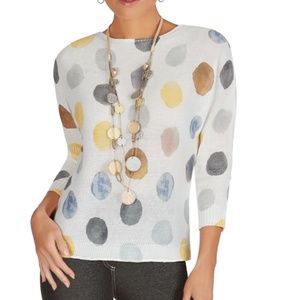 Tricotto White Polka Dot Quarter Sleeve Sweater